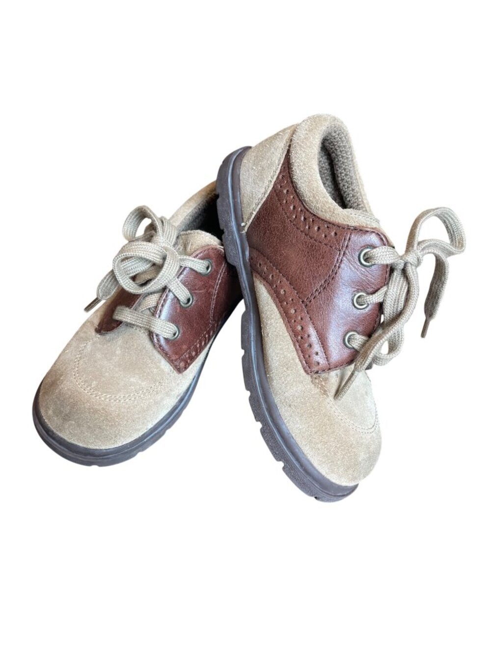 Stride Rite Leather Oxford Shoes Boys Size 10M Tan Brogue Detailing Lace Up
